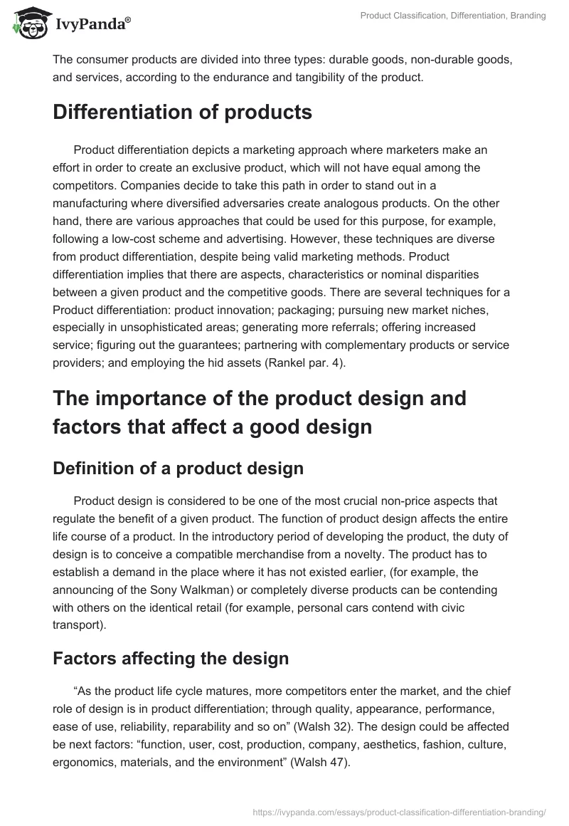 Product Classification, Differentiation, Branding. Page 2