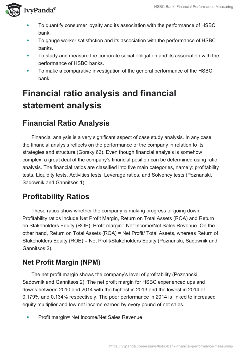 HSBC Bank: Financial Performance Measuring. Page 3