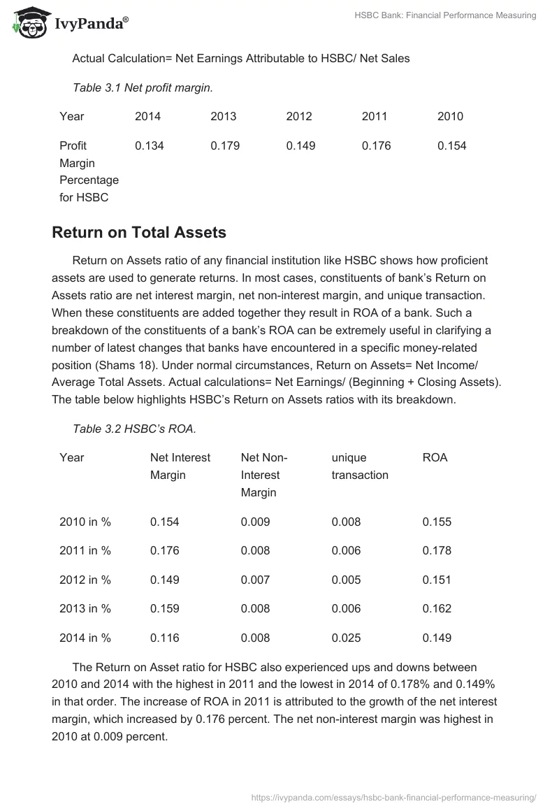 HSBC Bank: Financial Performance Measuring. Page 4