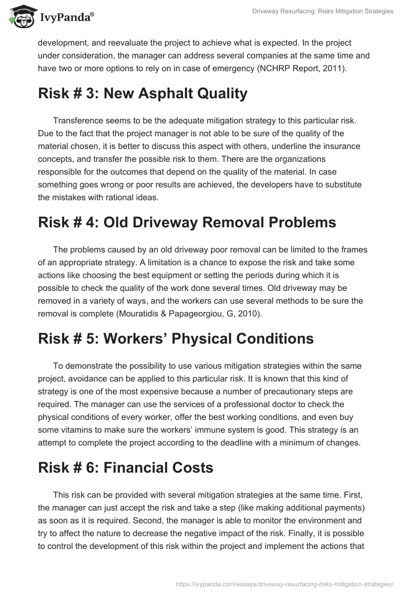 Driveway Resurfacing: Risks Mitigation Strategies. Page 2