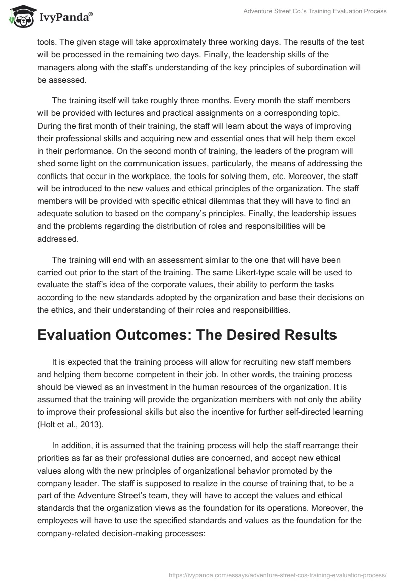 Adventure Street Co.'s Training Evaluation Process. Page 4