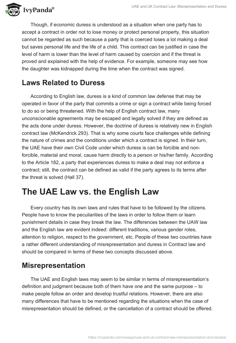 UAE and UK Contract Law: Misrepresentation and Duress. Page 5