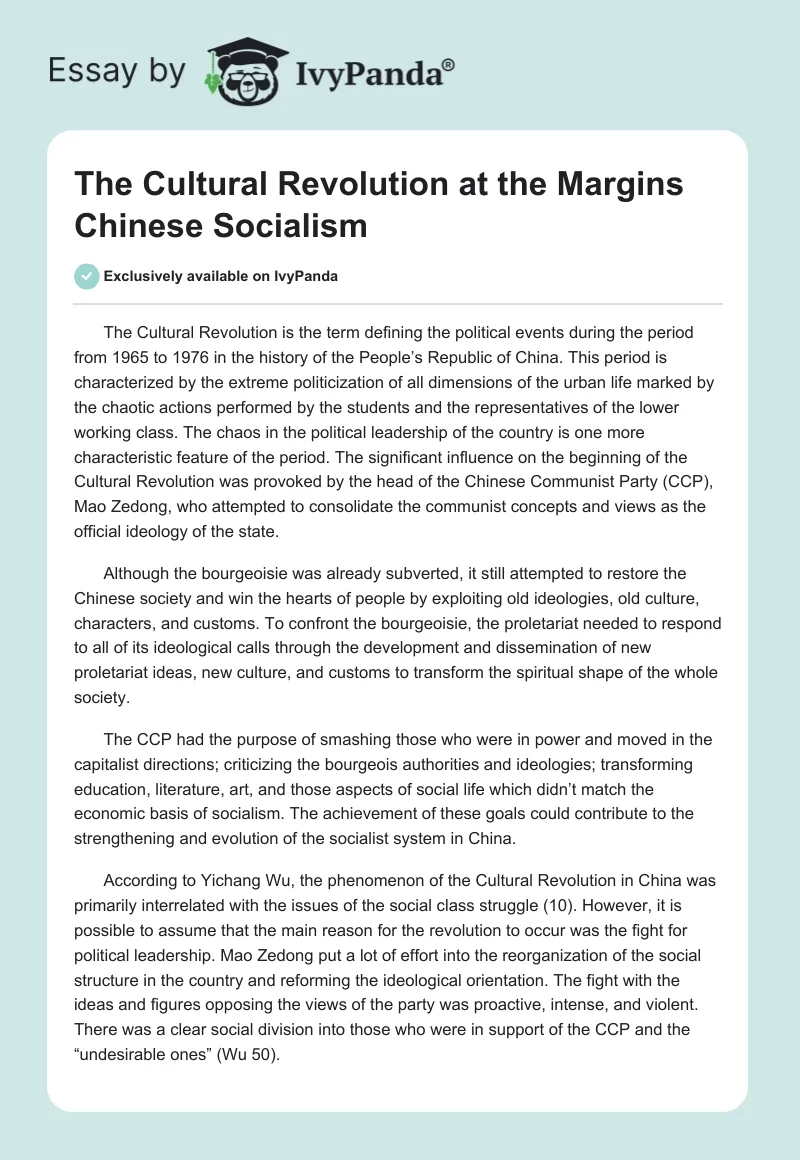 The Cultural Revolution at the Margins Chinese Socialism. Page 1