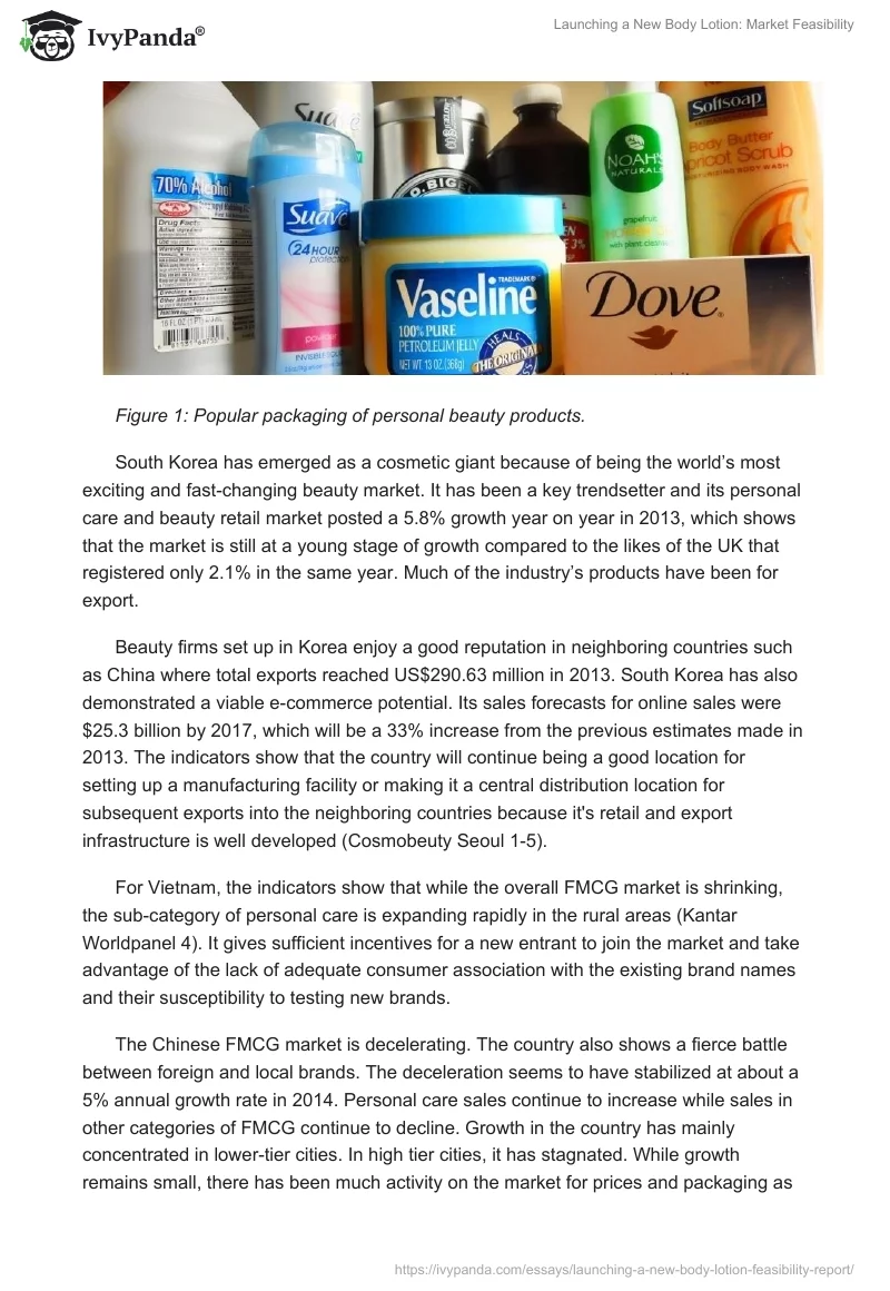 Launching a New Body Lotion: Market Feasibility. Page 3