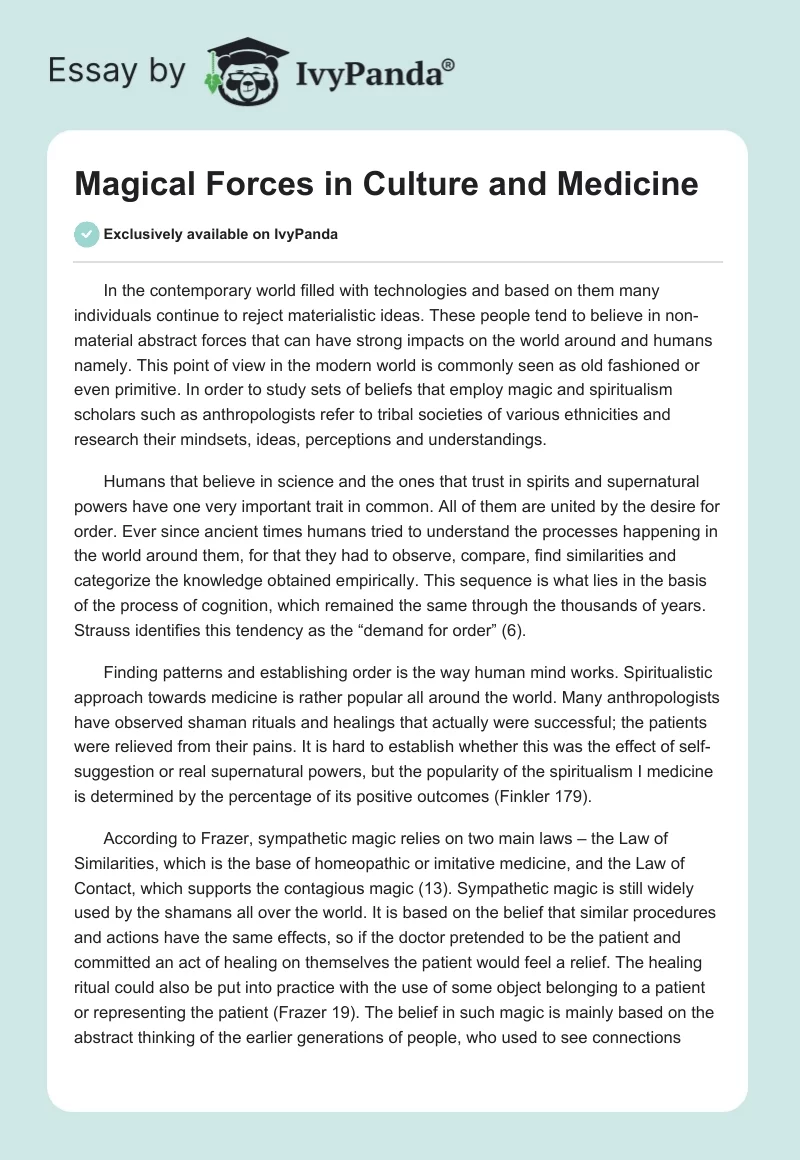 Magical Forces in Culture and Medicine. Page 1
