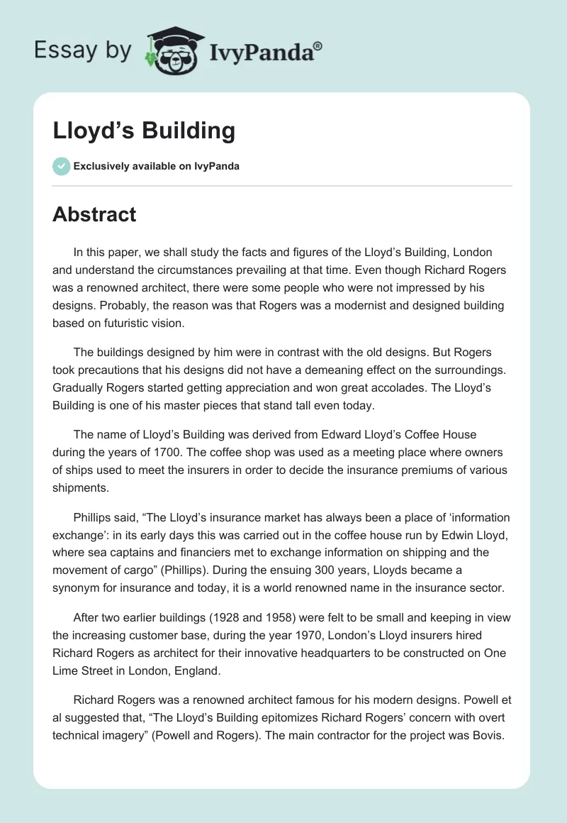 Lloyd’s Building. Page 1