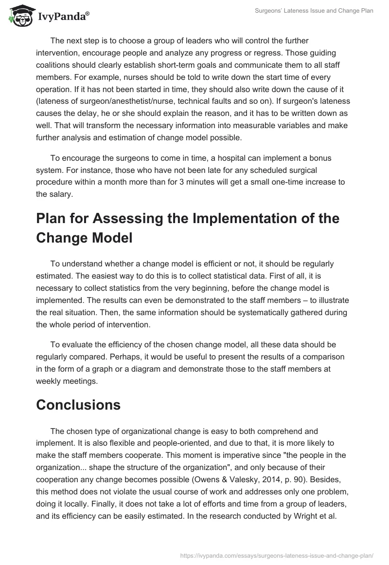 Surgeons’ Lateness Issue and Change Plan. Page 3