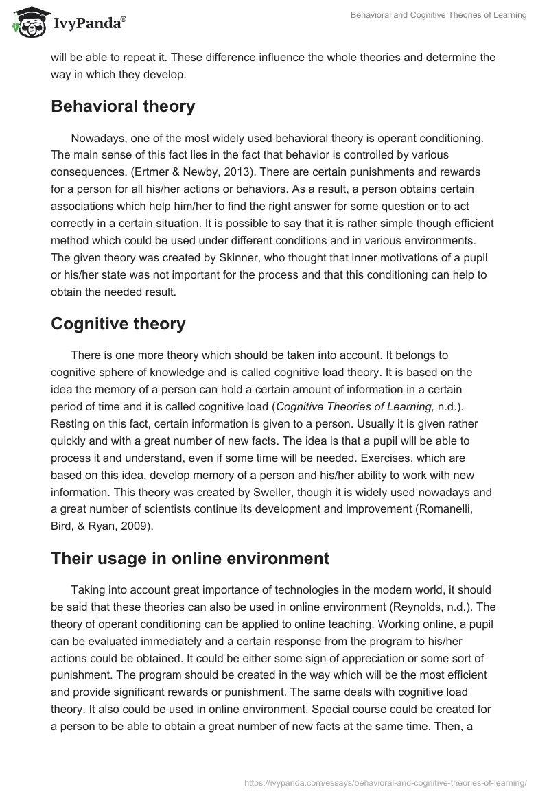 Behavioral and Cognitive Theories of Learning. Page 3