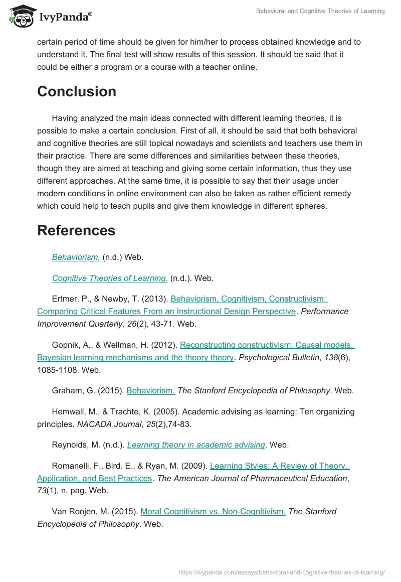 Behavioral and Cognitive Theories of Learning. Page 4