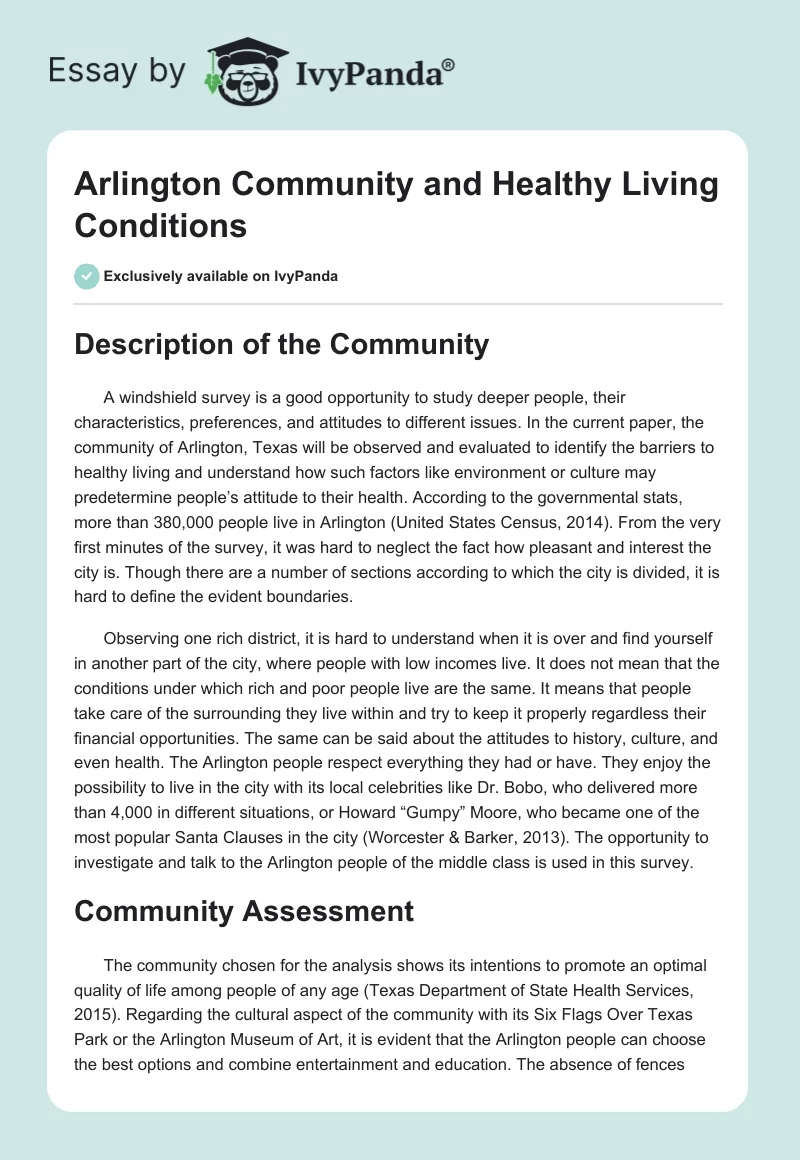 Arlington Community and Healthy Living Conditions. Page 1