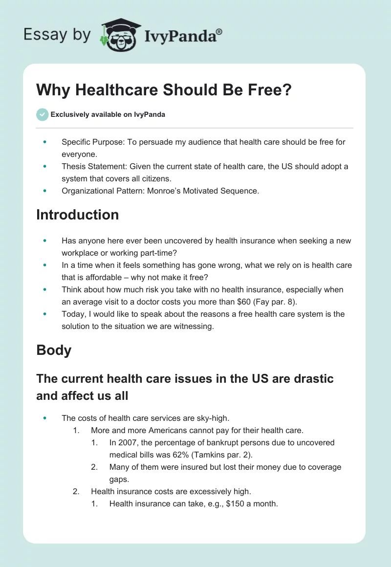 Why Healthcare Should Be Free?. Page 1