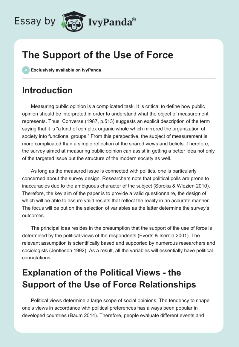The Support of the Use of Force. Page 1