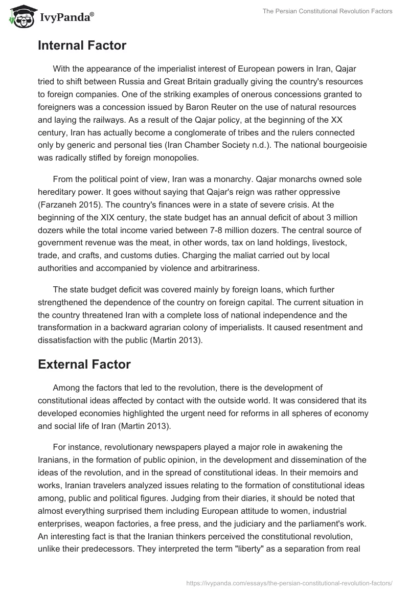 The Persian Constitutional Revolution Factors. Page 3