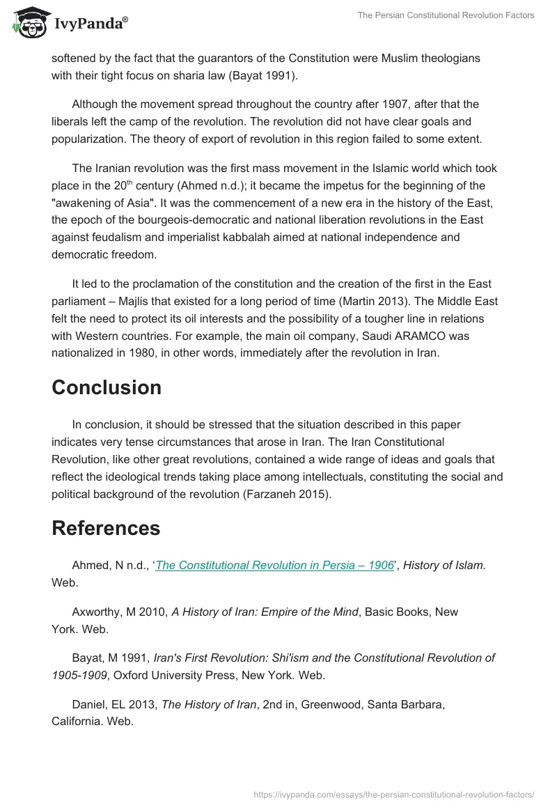The Persian Constitutional Revolution Factors. Page 5