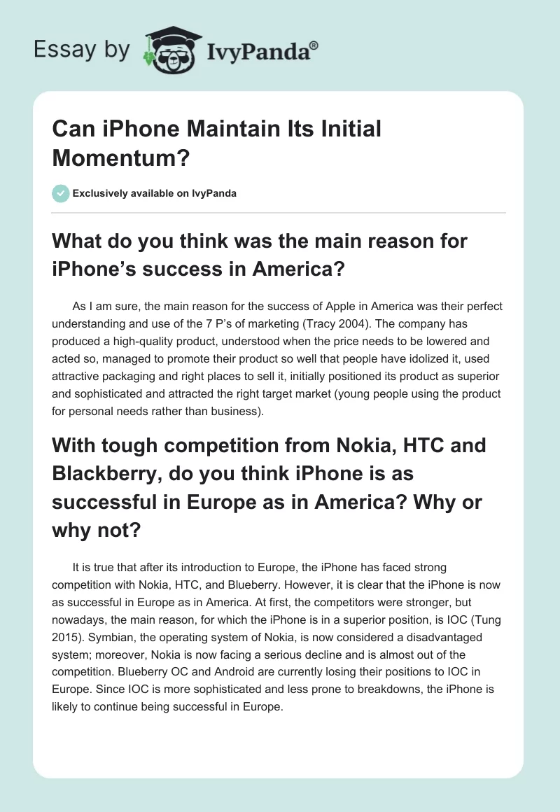 Can iPhone Maintain Its Initial Momentum?. Page 1