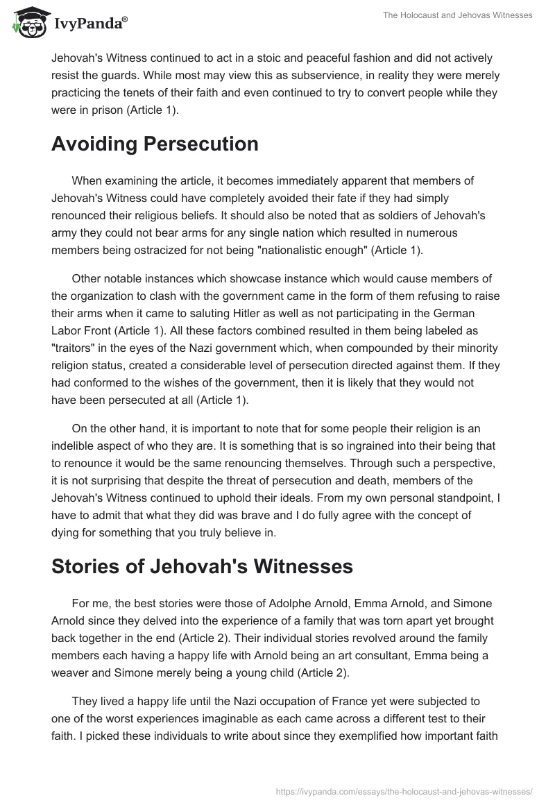 The Holocaust and Jehovas Witnesses. Page 2