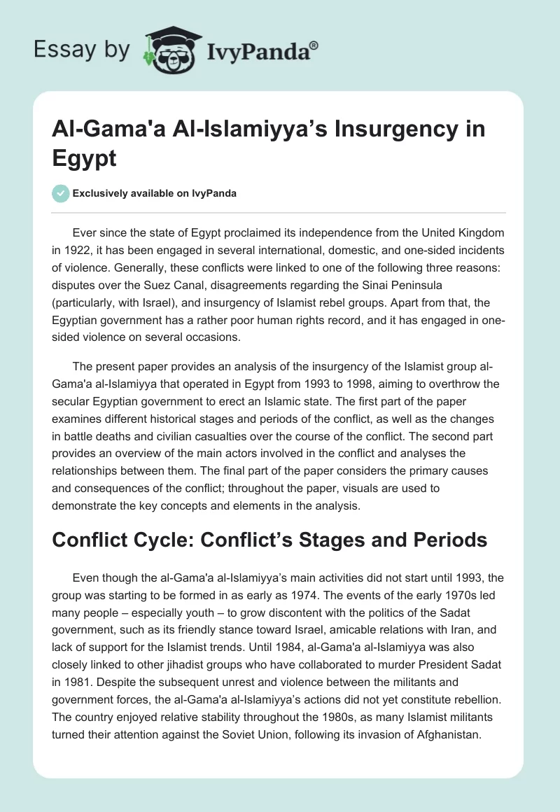 Al-Gama'a Al-Islamiyya’s Insurgency in Egypt. Page 1