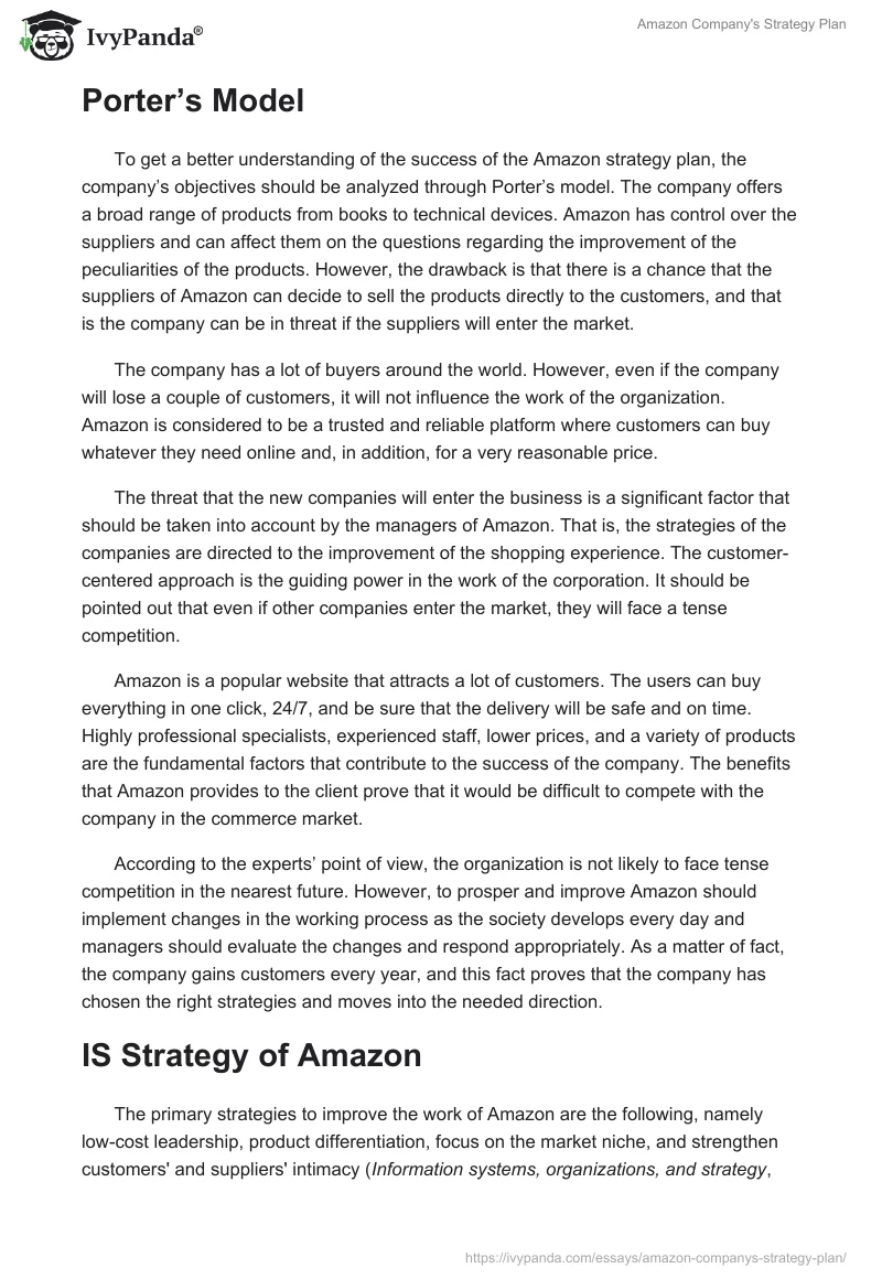 Amazon Company's Strategy Plan. Page 2
