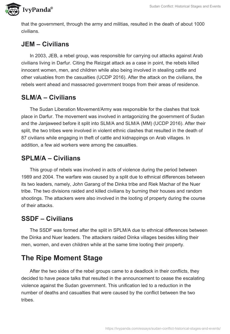 Sudan Conflict: Historical Stages and Events. Page 4