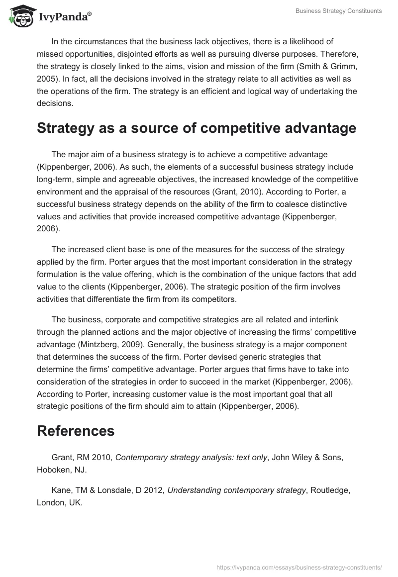 Business Strategy Constituents. Page 2