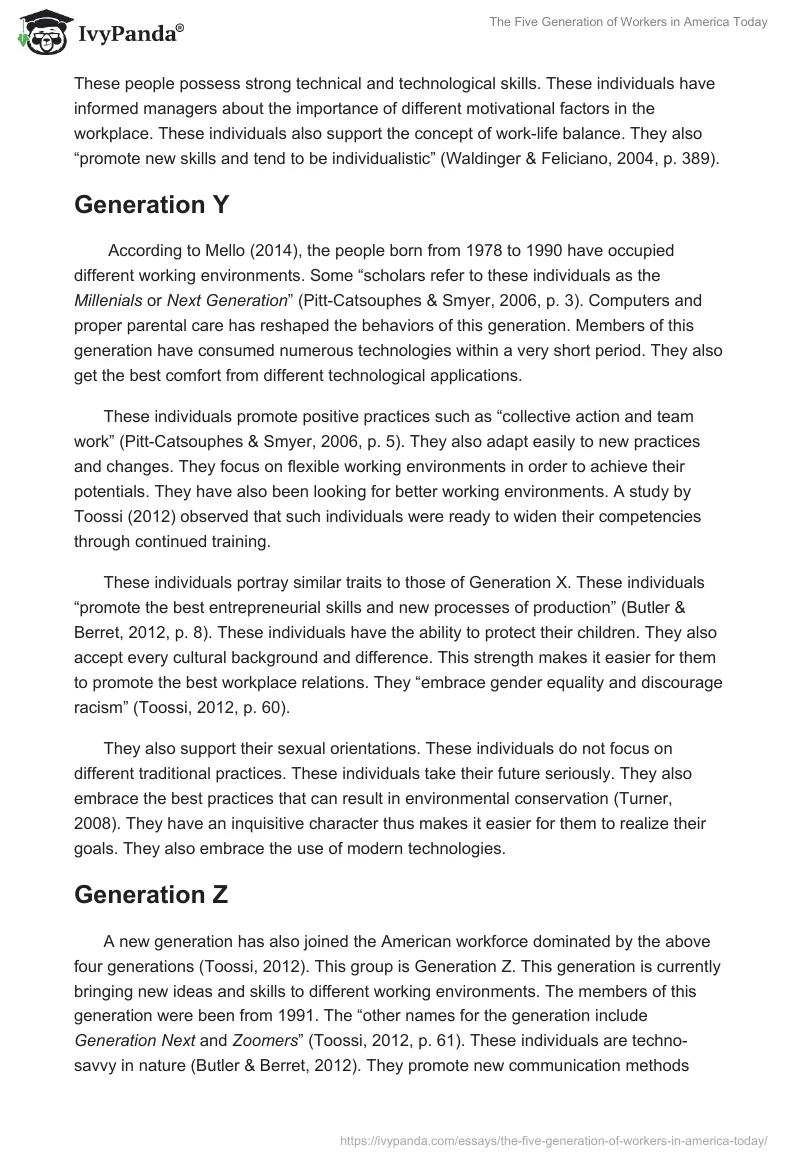 The Five Generation of Workers in America Today. Page 4