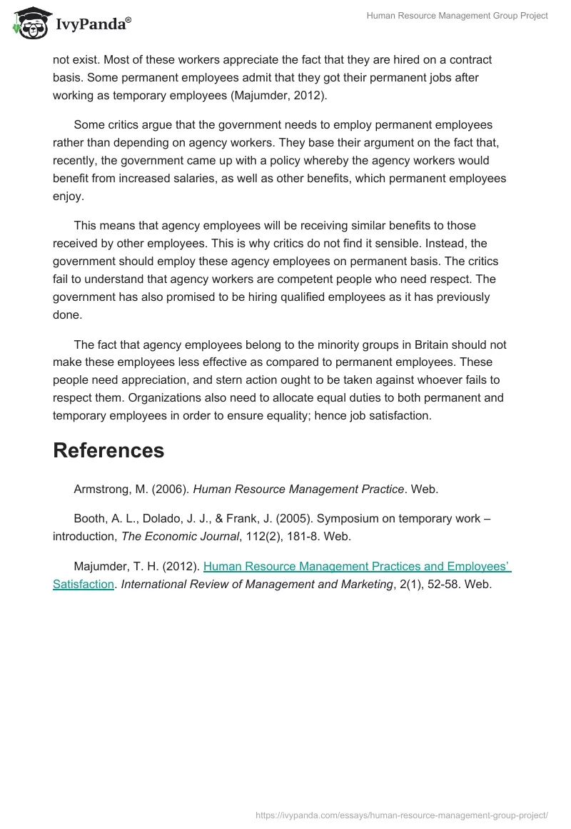 Human Resource Management Group Project. Page 3