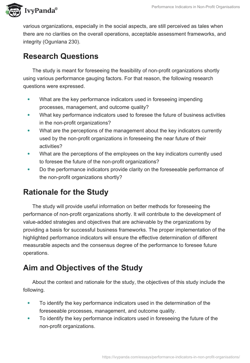 Performance Indicators in Non-Profit Organisations. Page 2