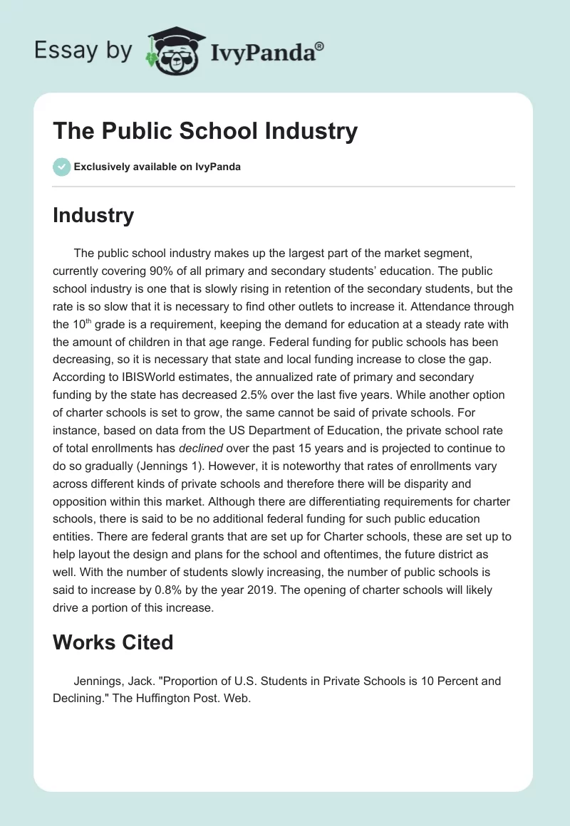 The Public School Industry. Page 1