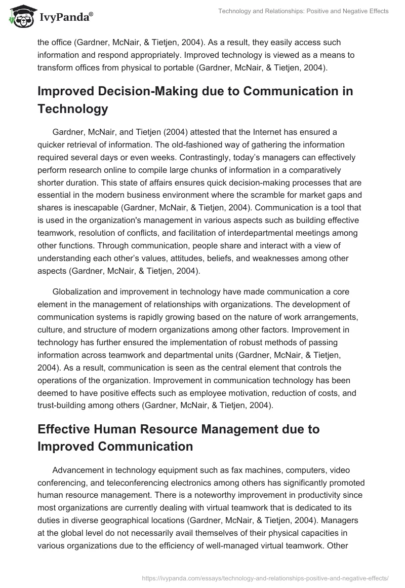 Technology and Relationships: Positive and Negative Effects. Page 2