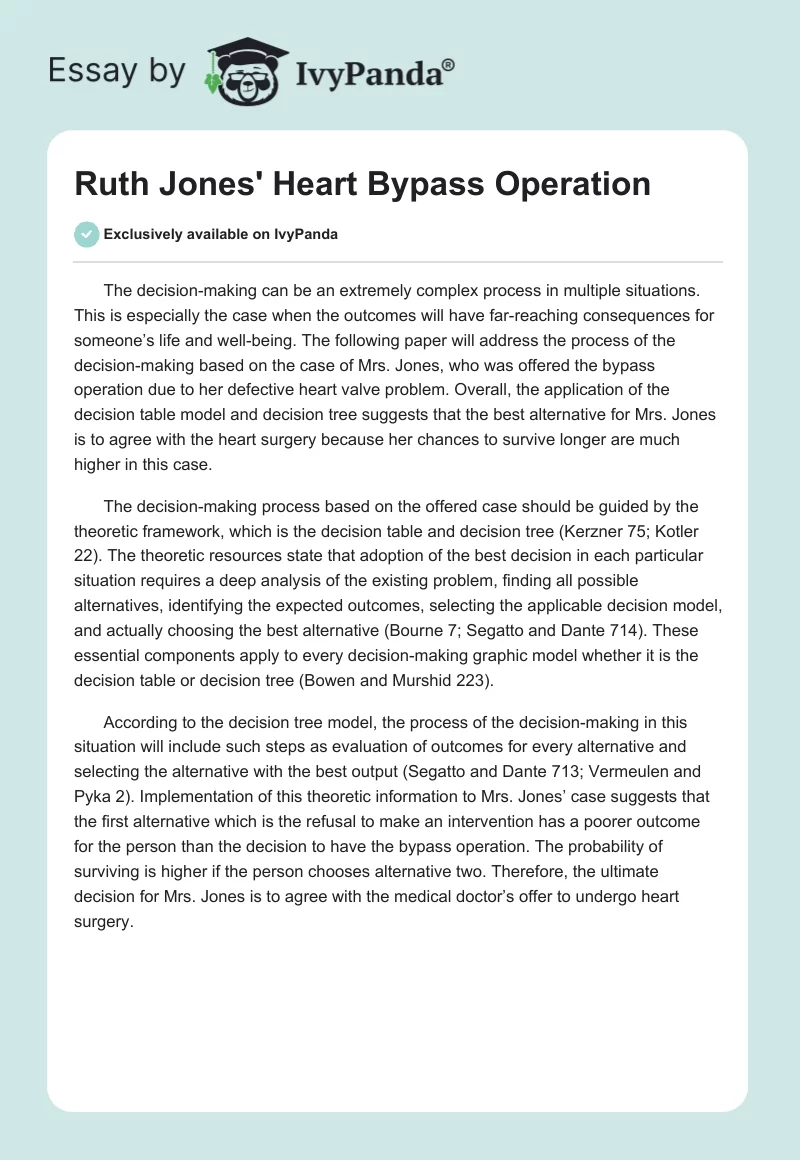Ruth Jones' Heart Bypass Operation. Page 1