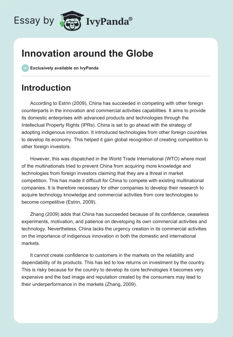 Innovation around the Globe. Page 1