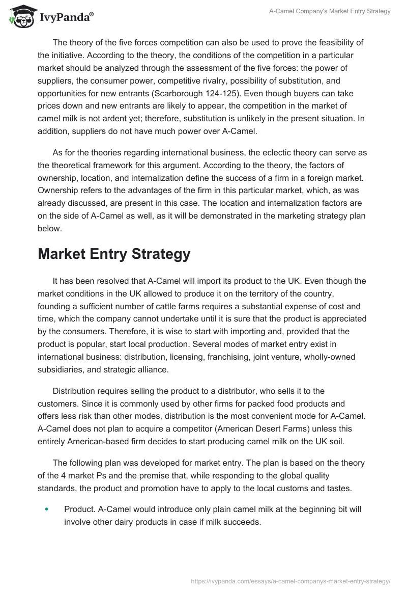 A-Camel Company's Market Entry Strategy. Page 4