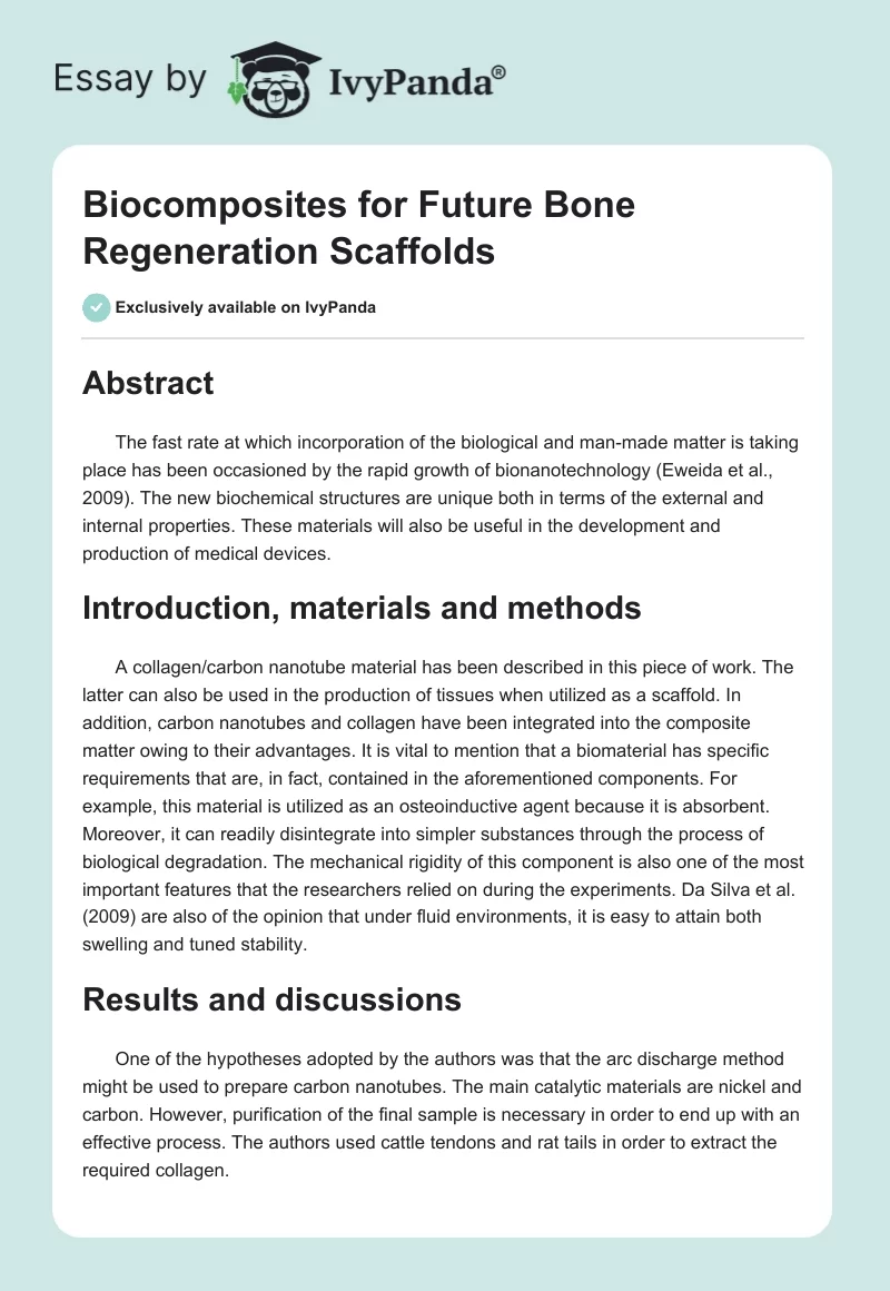 Biocomposites for Future Bone Regeneration Scaffolds. Page 1