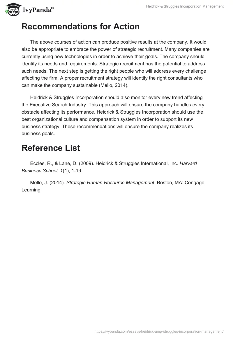 Heidrick & Struggles Incorporation Management. Page 3