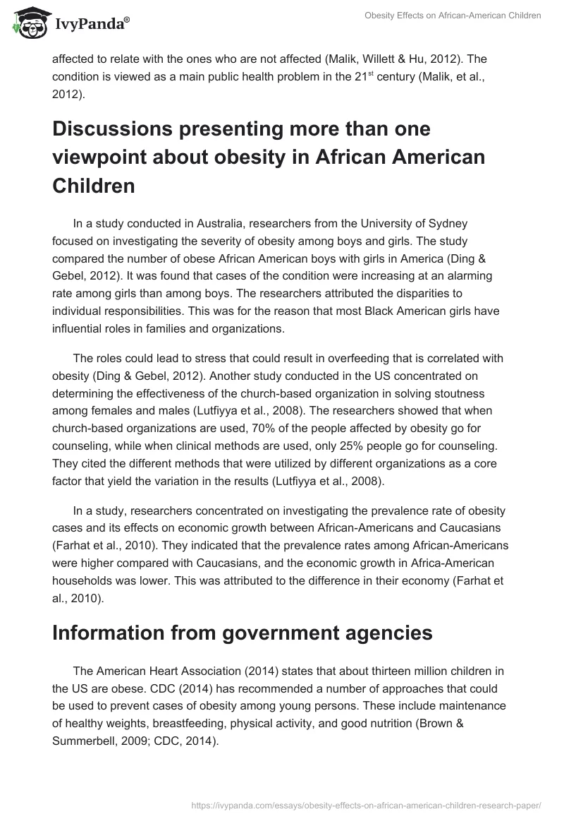 Obesity Effects on African-American Children. Page 3
