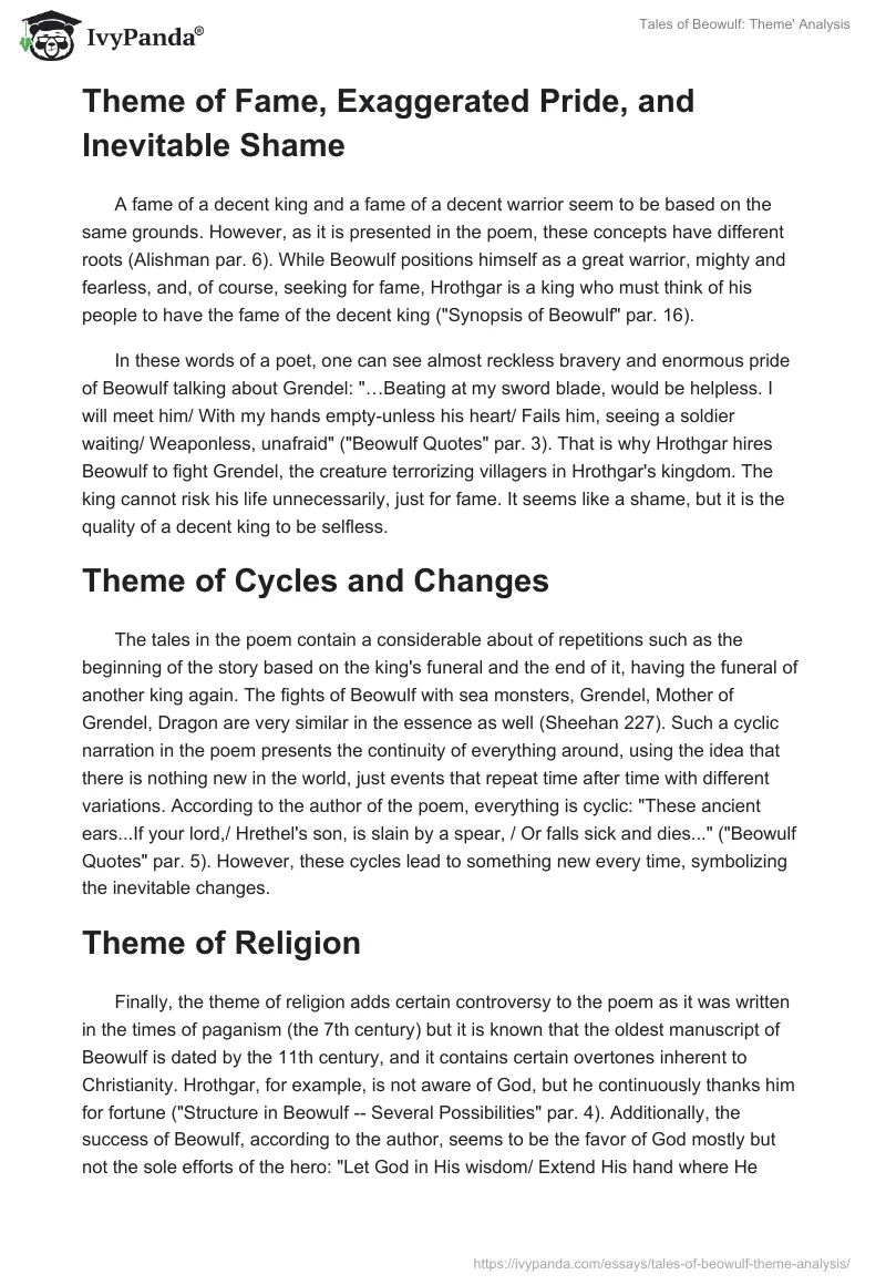 Tales of Beowulf: Theme' Analysis. Page 2