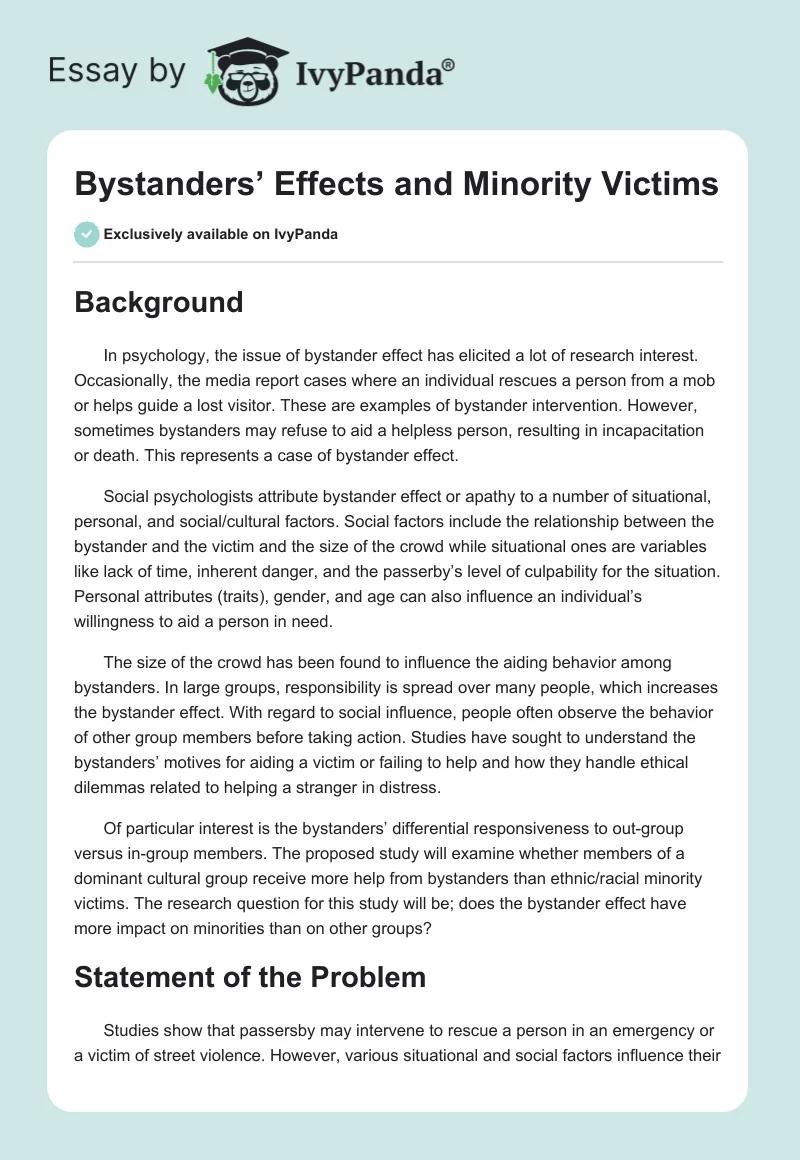 Bystanders’ Effects and Minority Victims. Page 1