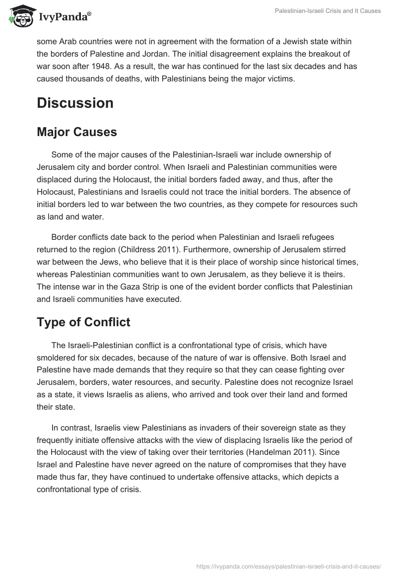 Palestinian-Israeli Crisis and It Causes. Page 2