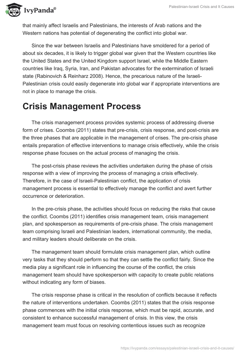 Palestinian-Israeli Crisis and It Causes. Page 5