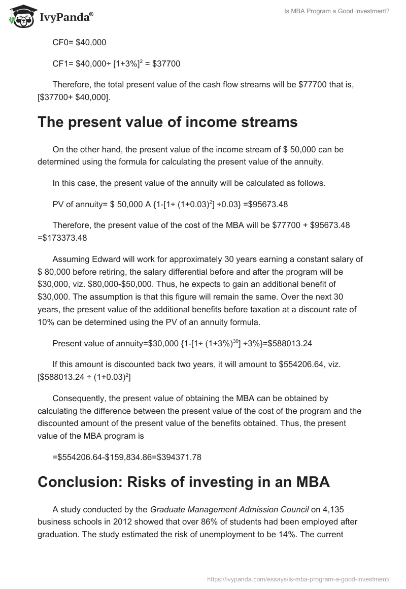 Is MBA Program a Good Investment?. Page 2