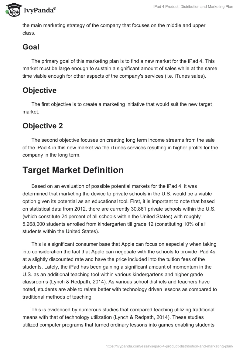 IPad 4 Product: Distribution and Marketing Plan. Page 2