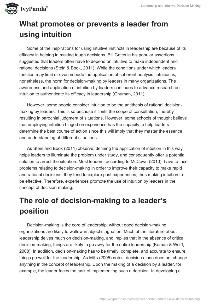 Leadership and Intuitive Decision-Making. Page 2