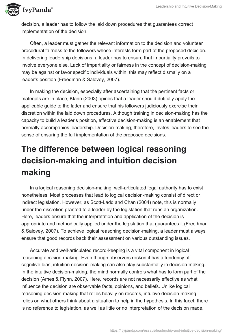 Leadership and Intuitive Decision-Making. Page 3