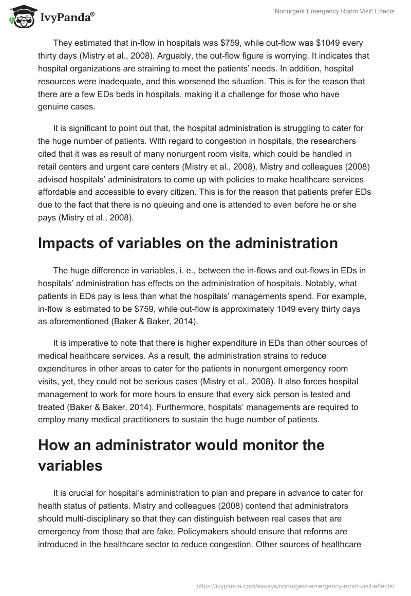 Nonurgent Emergency Room Visit' Effects. Page 3