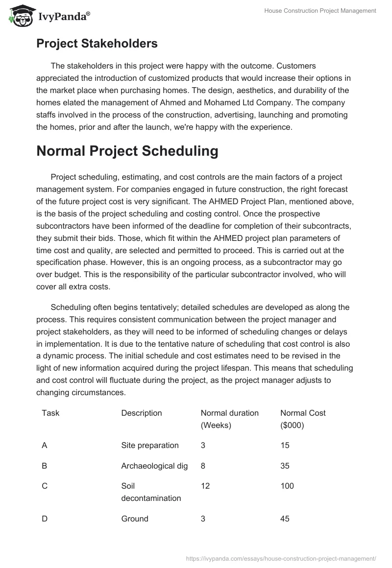 House Construction Project Management. Page 2