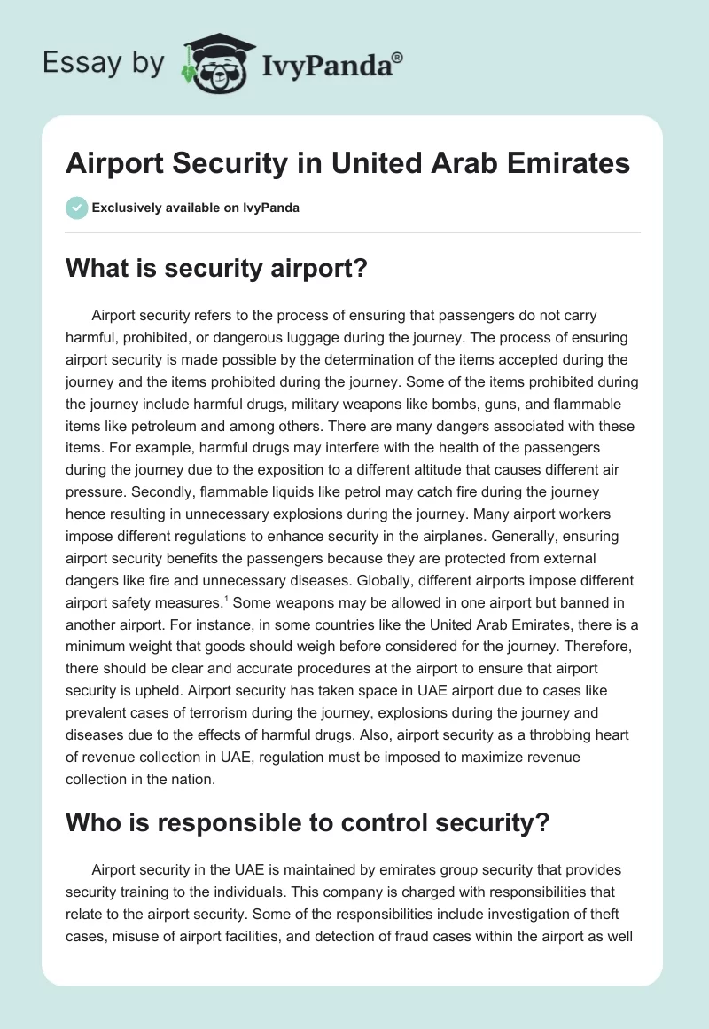 Airport Security in United Arab Emirates. Page 1