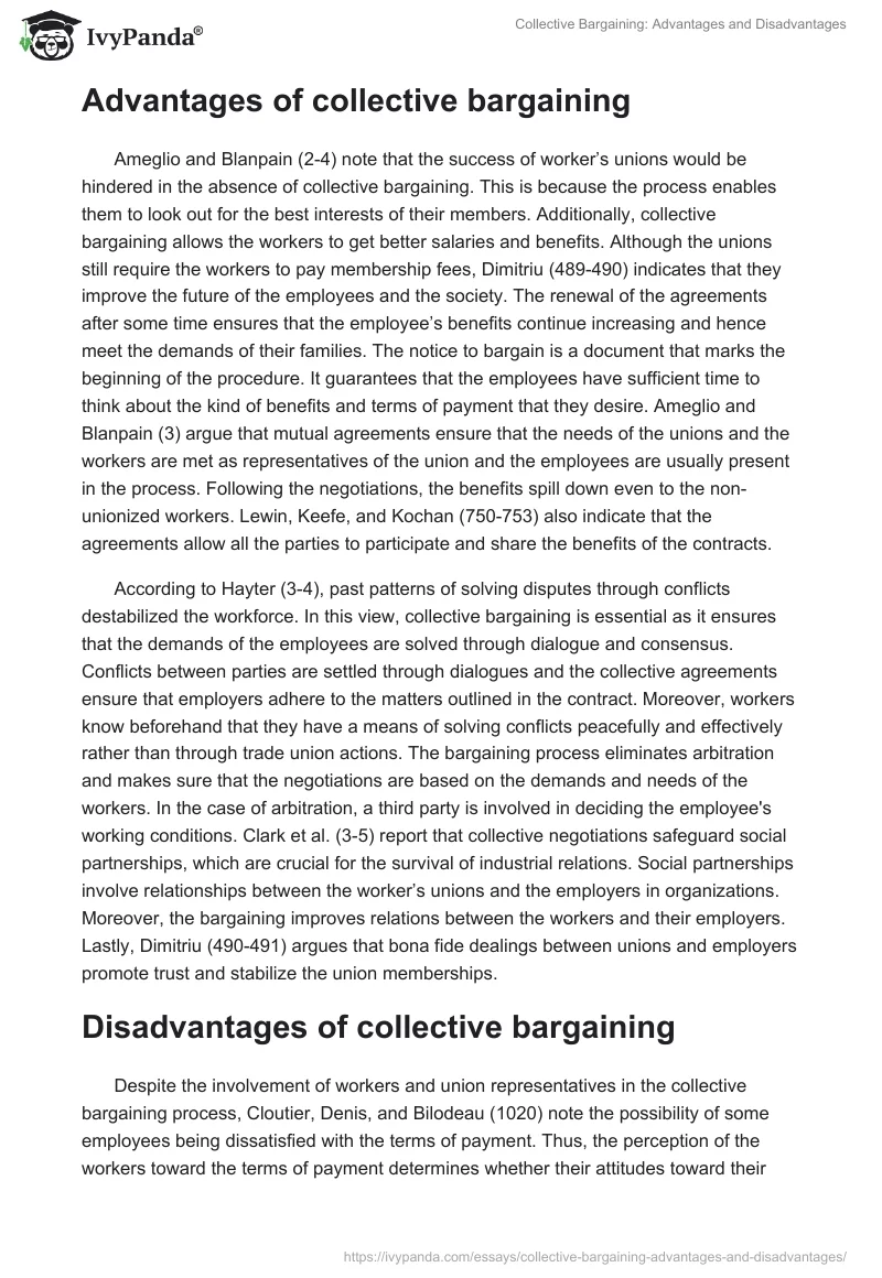 Collective Bargaining: Advantages and Disadvantages. Page 2