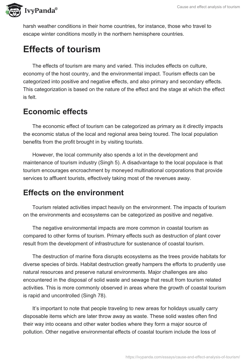 Cause and effect analysis of tourism. Page 2