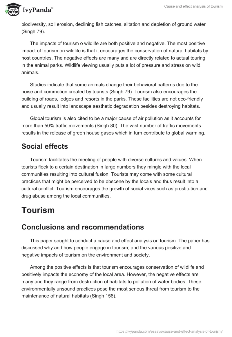 Cause and effect analysis of tourism. Page 3