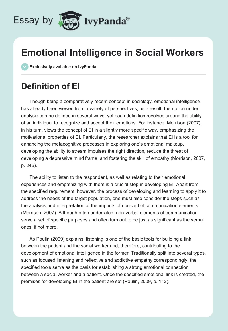 Emotional Intelligence in Social Workers. Page 1